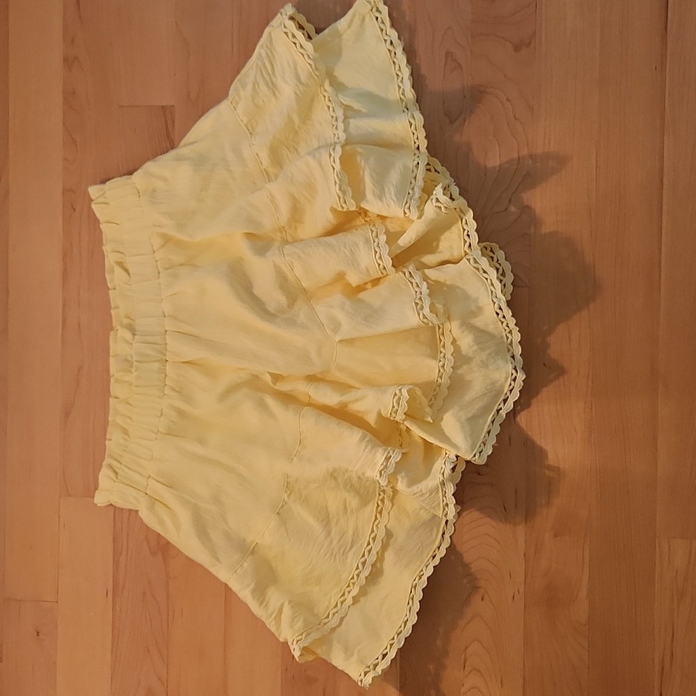 Yellow Ruffled Mini Skirt/Shorts